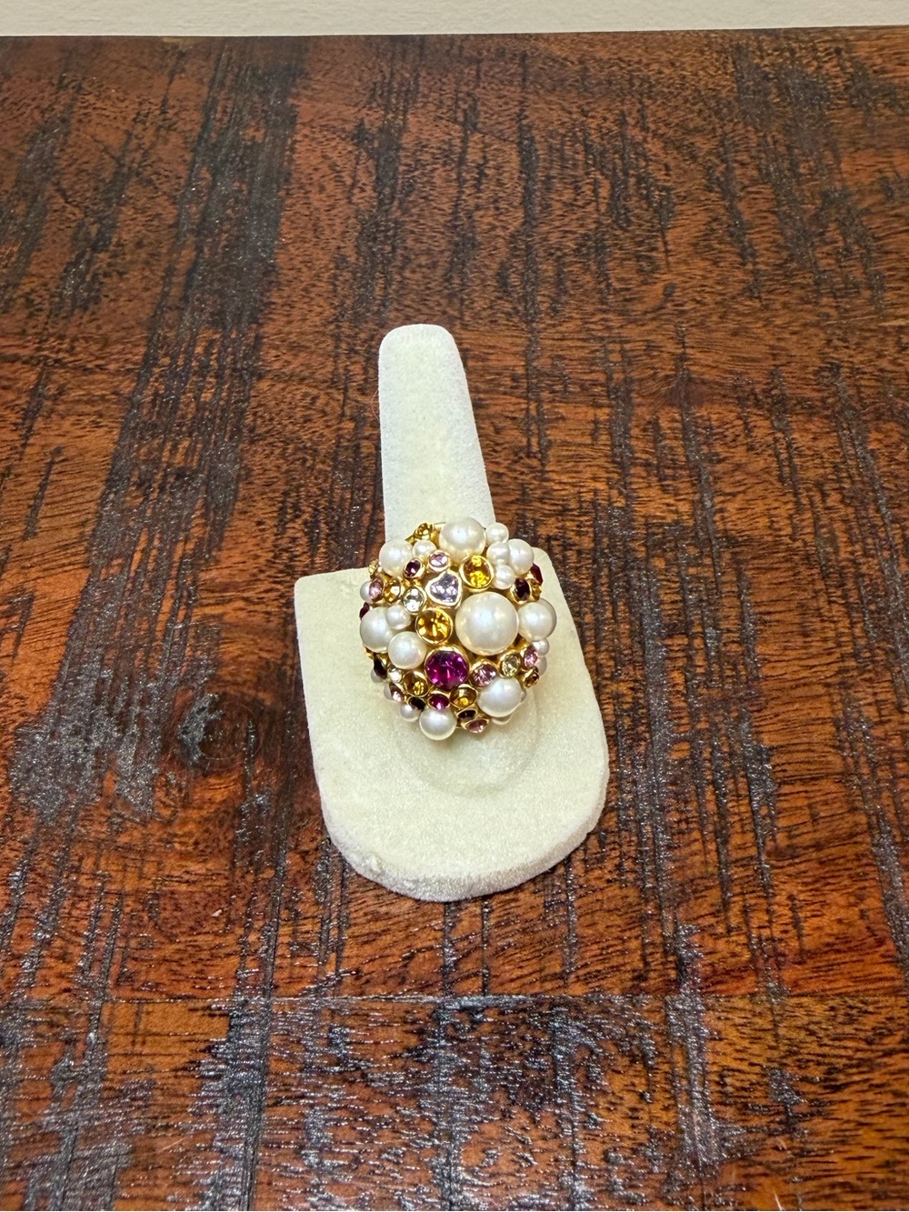 Kate Spade Cluster Pearl and Multicolor Gem Ring